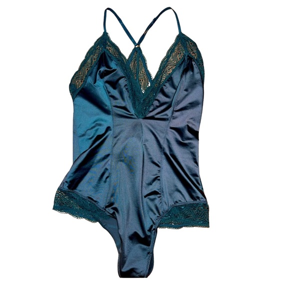 Dynamite Tops - DYNAMITE - Satin Bodysuit w/ Lace Trim - NWT